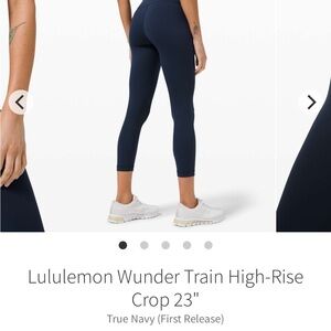 Lululemon Wunder Train High-Rise Crop Leggings - True Navy Sz 8